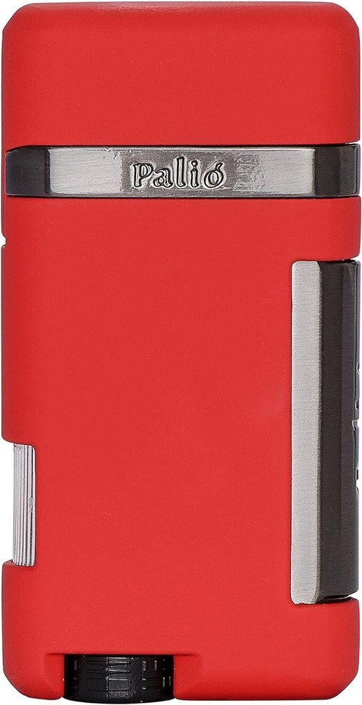 Palió Lazio Single Angled Jet Flame Cigar Lighter,  Refillable Adjustable, Red