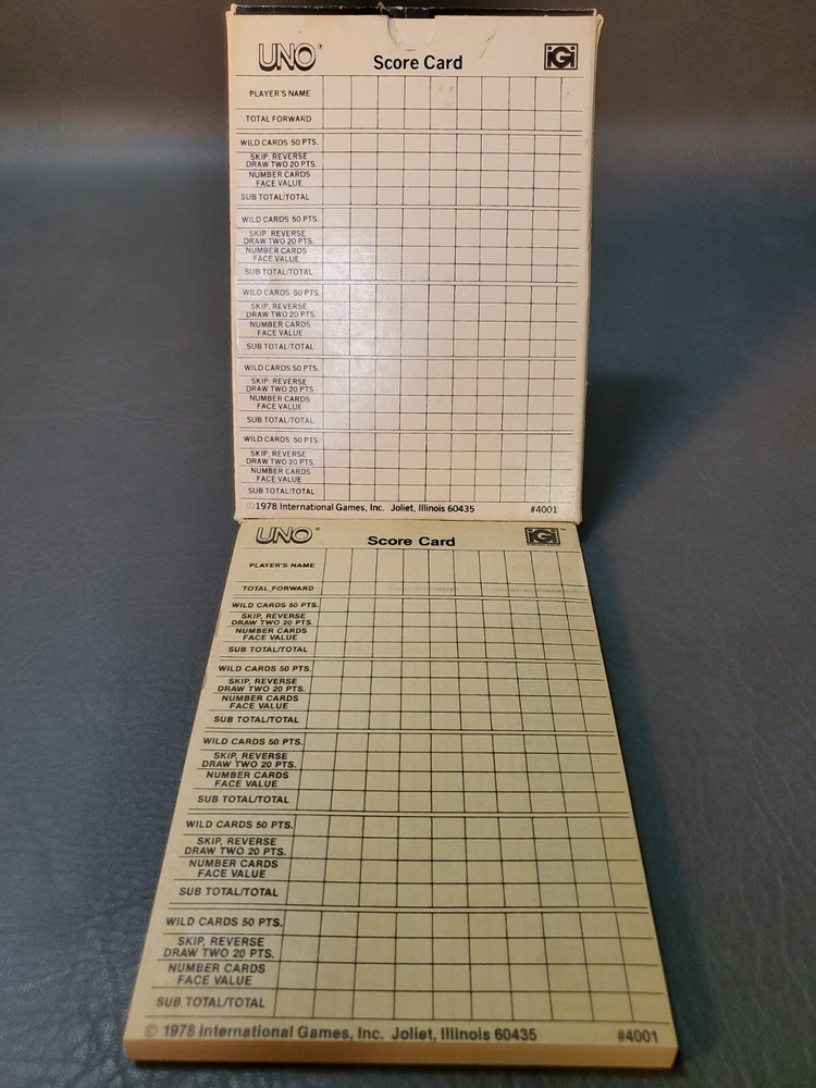 Vintage UNO Score Pad - 1978 #4001 - Unused