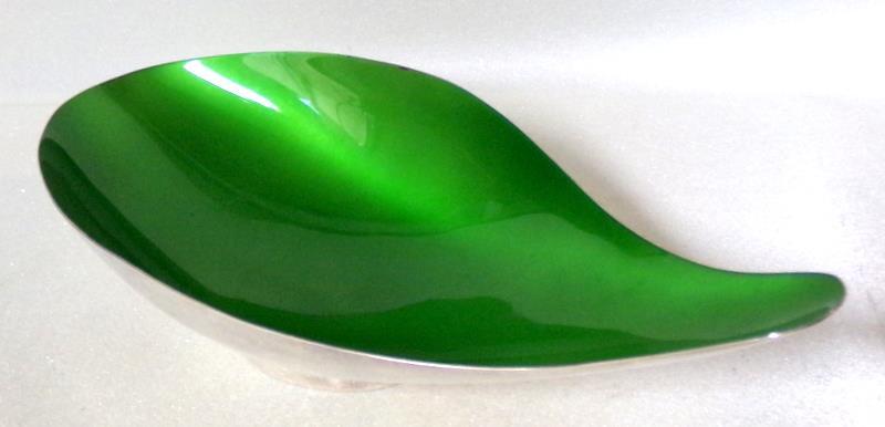 Mid Century Modern Lime Silverplate Teardrop Bowl