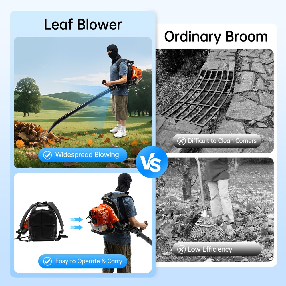 Backpack Leaf Blower 2-Stroke Backpack Lawn Grass Blower Adjustable Air Volume