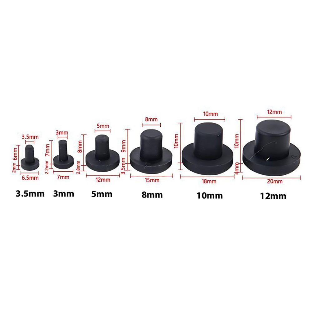 3mm~15mm Hole Plug End Cap Round Solid Silicone Rubber Blanking Seal Bung Black