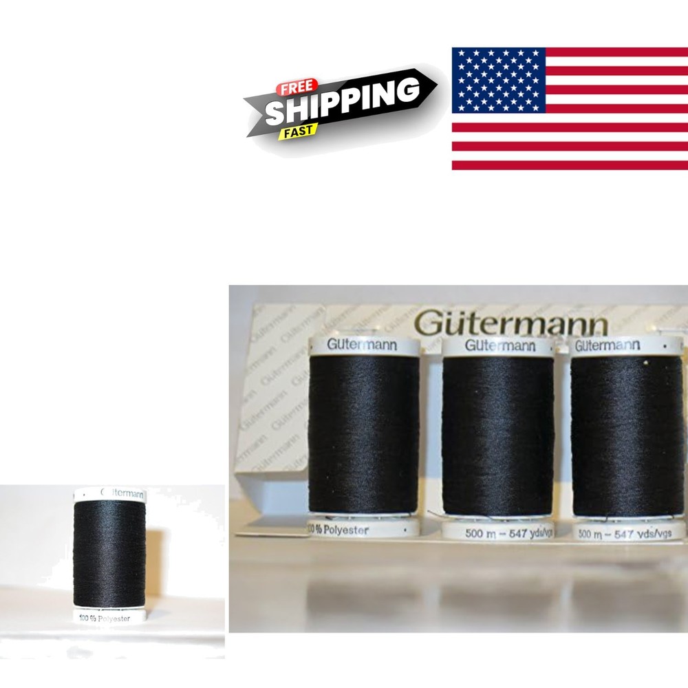 Versatile Black Thread 3 Spools 547 Yards Perfect for Hand and Machine Sewing