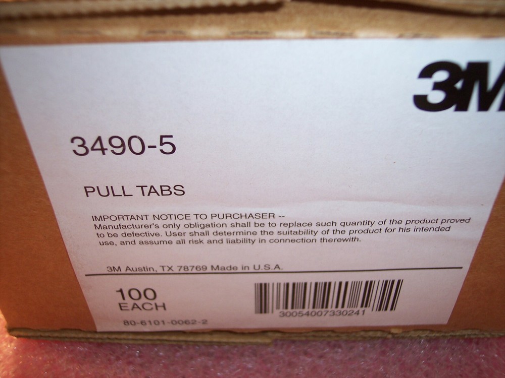 QTY (100) 3490-5 3M PULL TABS FOR 50 & 60 POSITION SOCKET CONNECTORS .100x.100