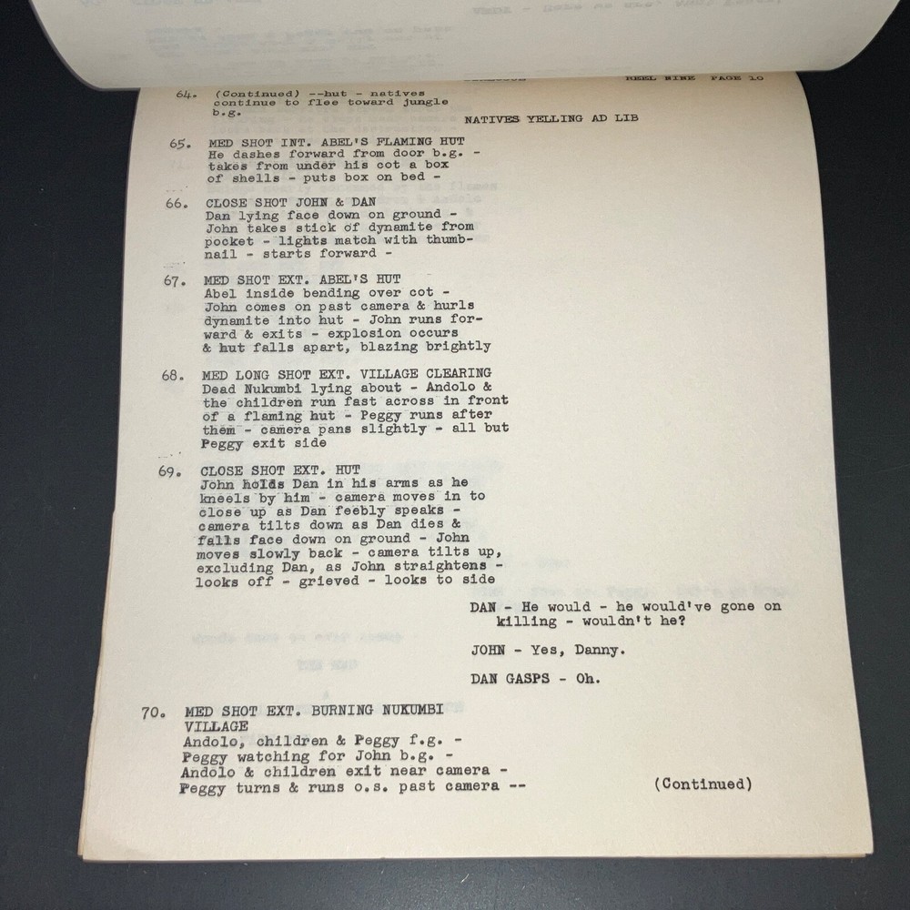 TANGANYIKA (4/22/54) Orig. UNIVERSAL FILES Continuity & Dialogue Script + COA!