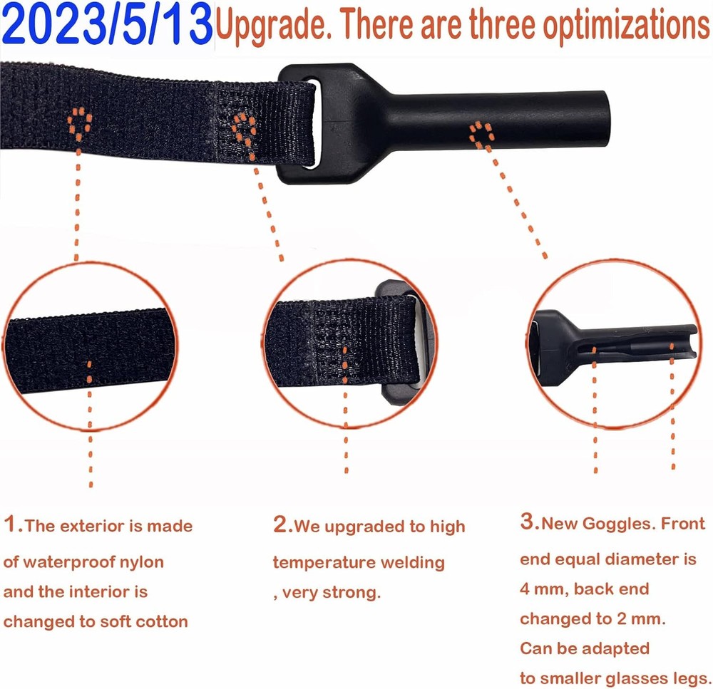KSACLE Adjustable Glasses Strap - 4 Pack No Tail Eyeglass Straps, Universal Fit