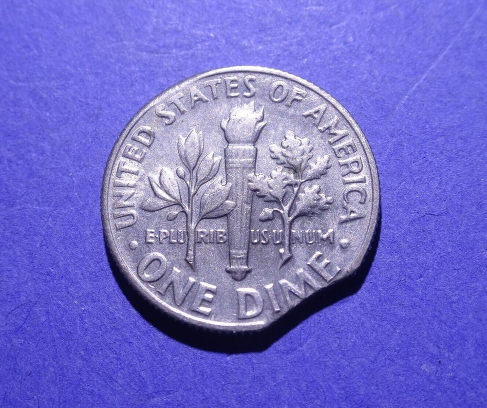 1965 Roosevelt Dime Clipped Planchet