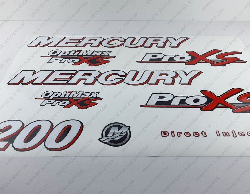 Mercury 200 HP Pro XS 2006-2012 outboard engine decals sticker set