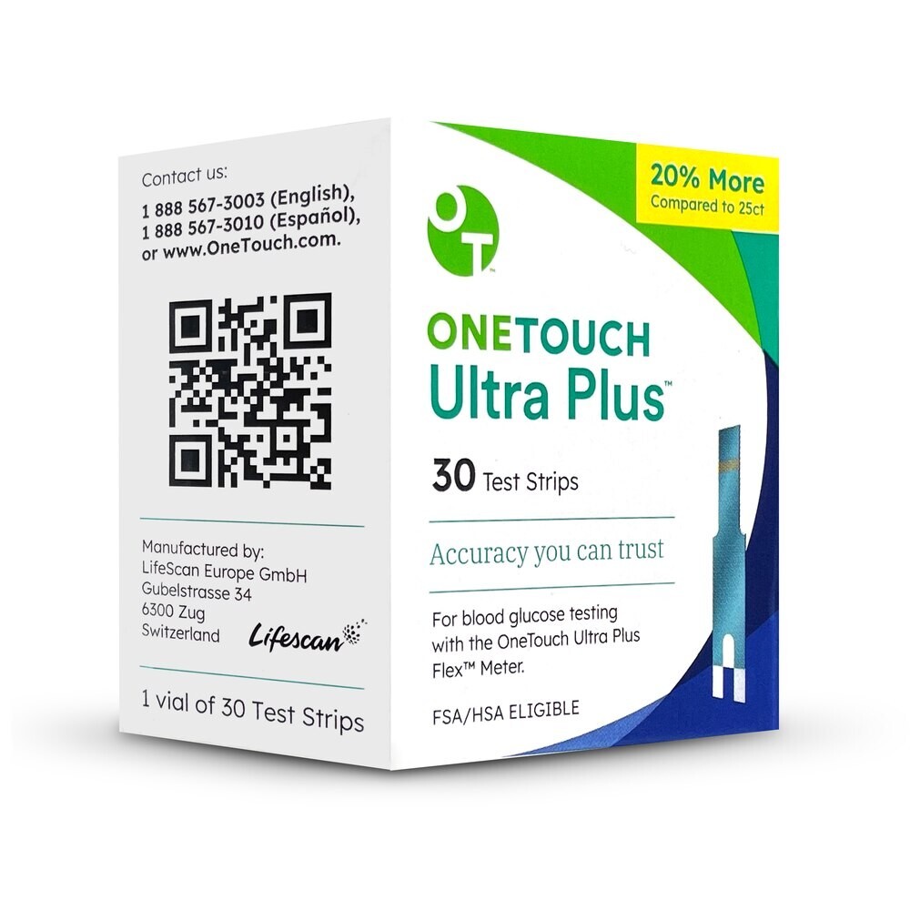 Blood Glucose Test Strips 30 per box Exp 2024-06-30, SMASHED BOX