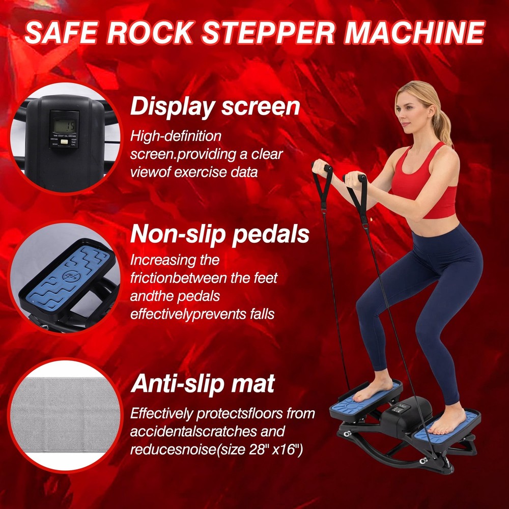 Rock Stepper Lateral Rocking Machine Side to Side Stepper with Resistance Bands