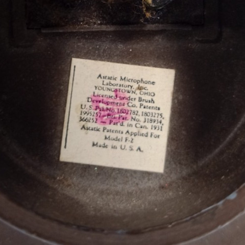 Vintage Astatic Microphone Laboratory Model F-2 Brown Stick Microphone-Untested