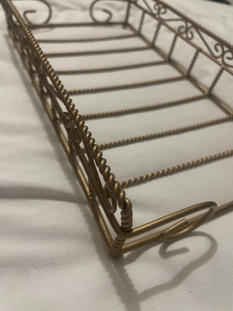 Tissue Box Holder Gold Wire Vintage