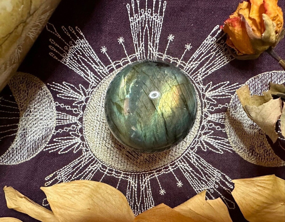 Labradorite Sphere, All Natural, Pagan, Witchcraft, Occult, Altar Tools