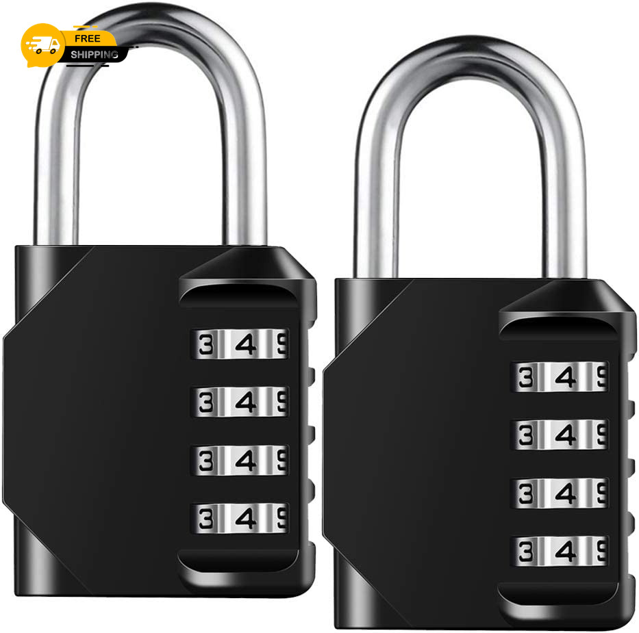 Combination Lock Resettable 4 Digit Padlock with Combination, Waterproof and He