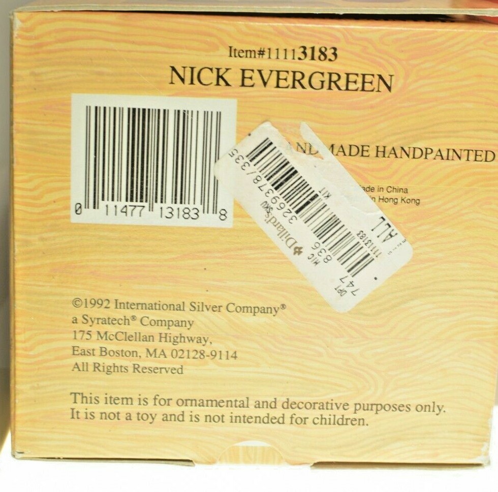 Hand-Painted Hand-Made Nick Evergreen Nutcracker #3183 International Silver co