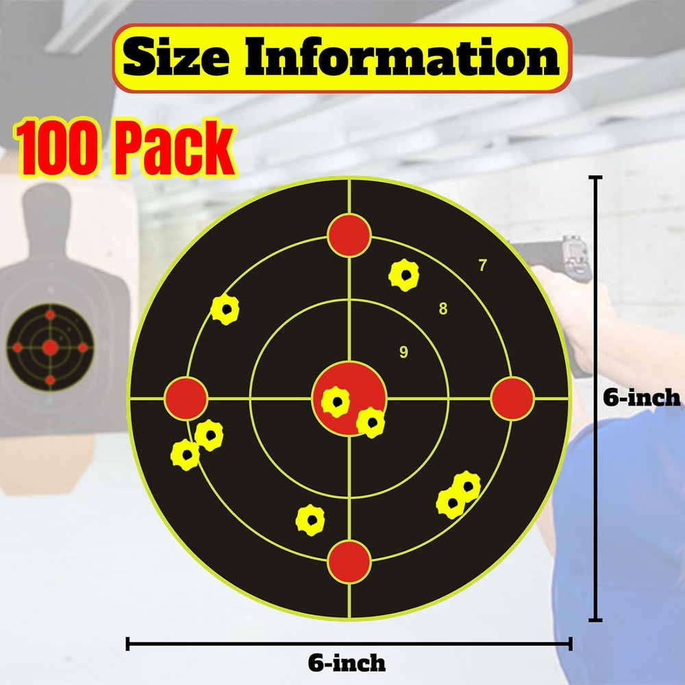 6-Inch Adhesive Splatter Targets - 100 Pack for Shooting Practice