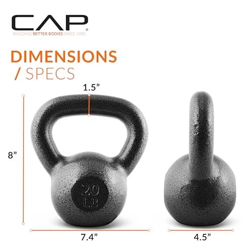 Cast Iron Kettlebell - Coated Finish, Single & Set Options, Multiple Weights Ava