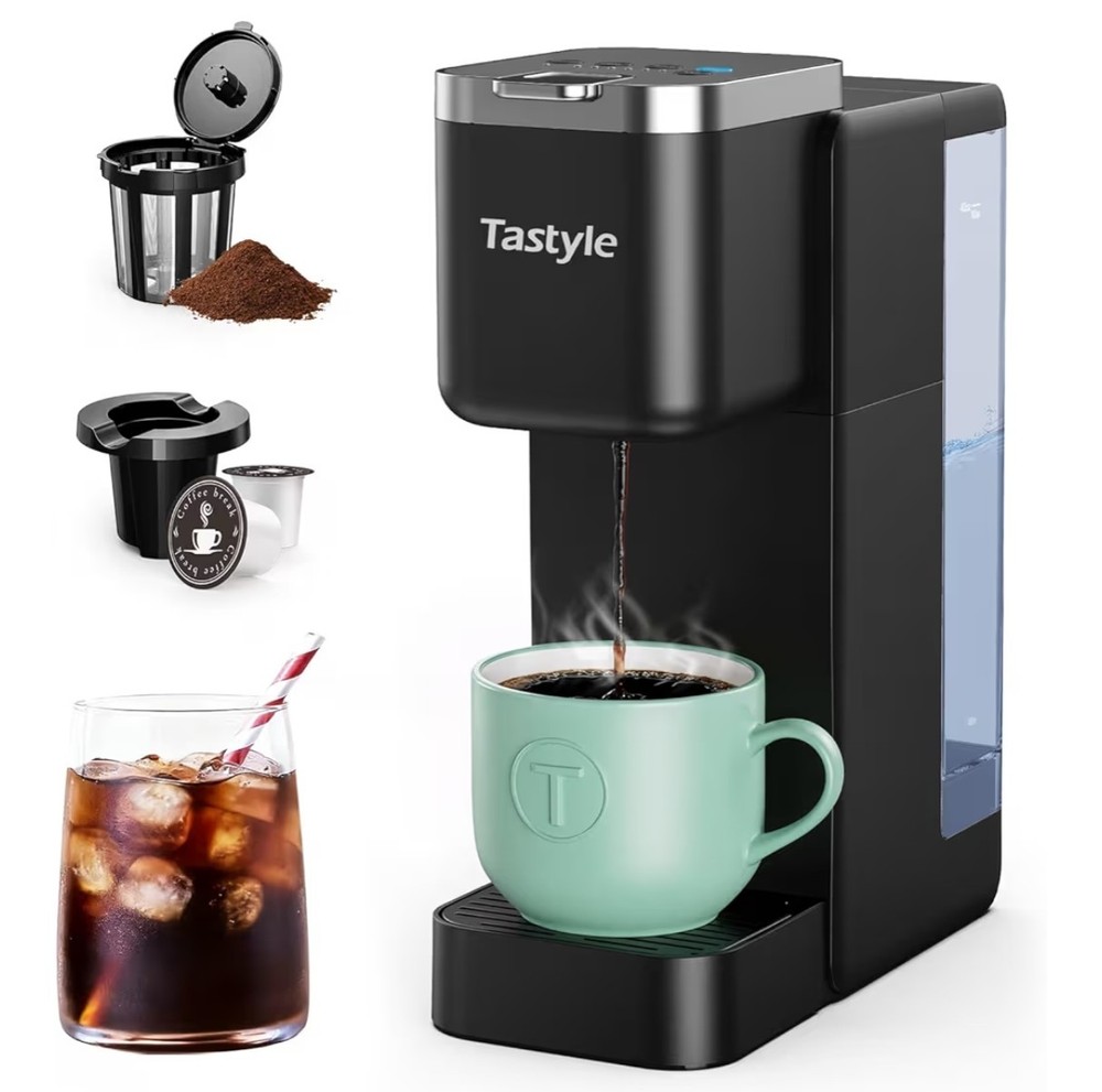 Single Serve Coffee Maker, Iced and Hot Coffee Machine for K Cup & Grounds, Comp