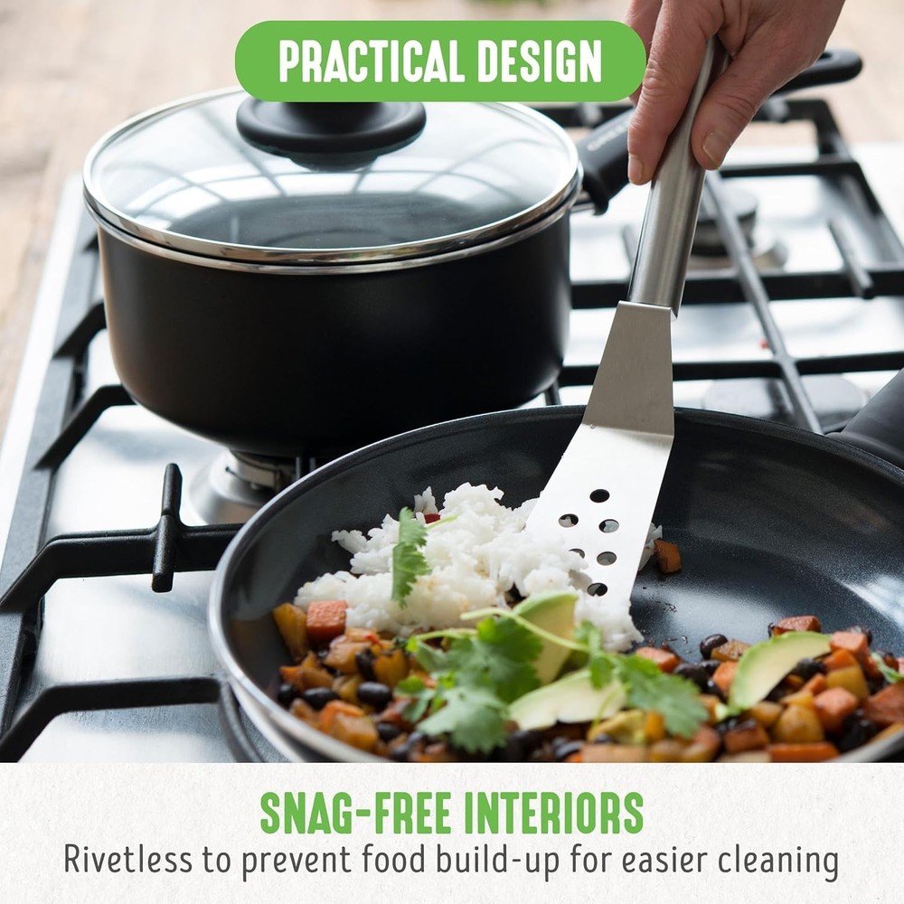 Ceramic Cookware Set, 16-Piece, Oven Safe, Stay-Cool Handles=