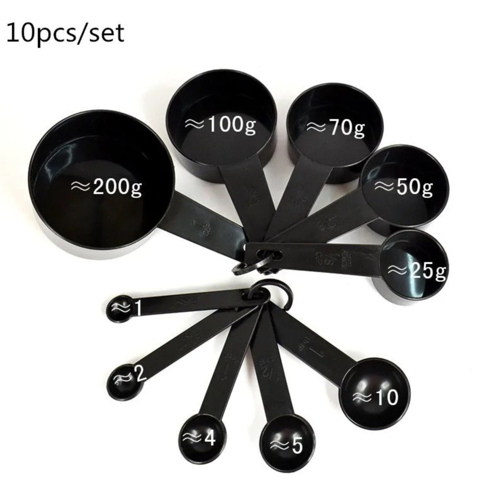 Durable Nesting Kitchen Baking Tools: Plastic Measuring Spoons and Cups Set