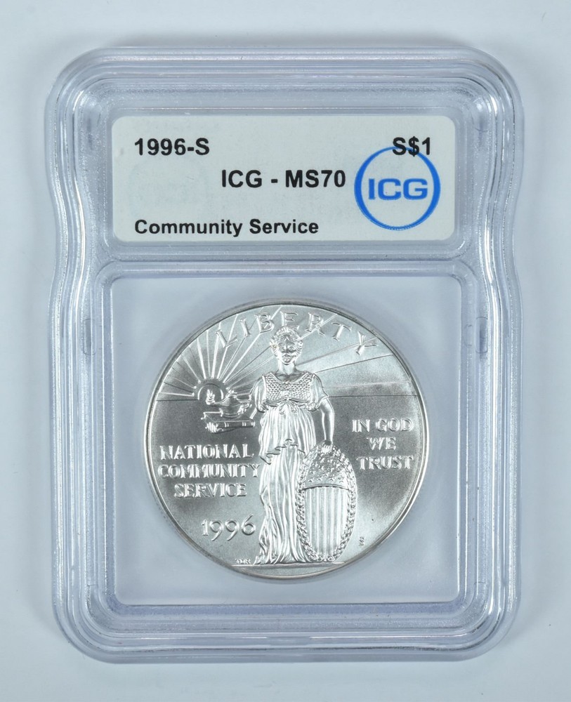 1996-S Community Service Commemorative Silver Dollar MS70 ICG