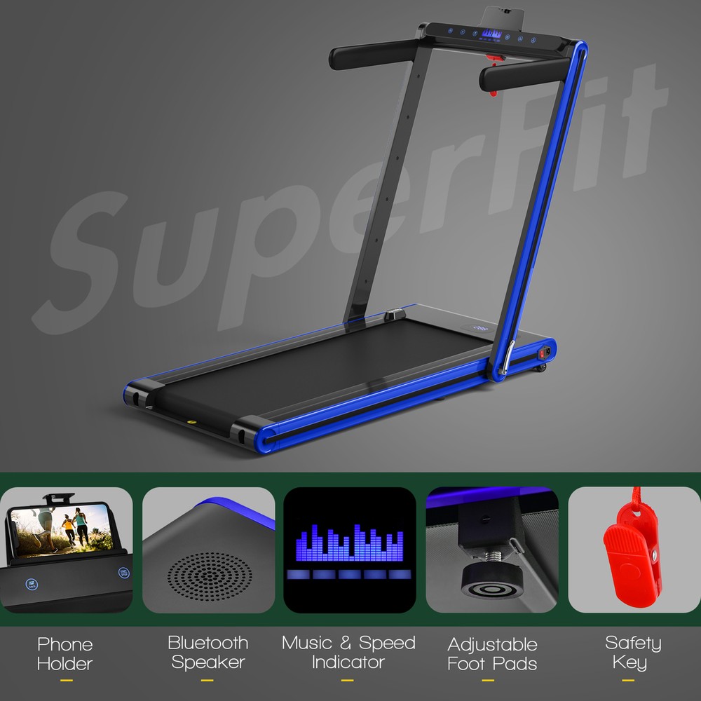 2.25HP Folding Treadmill 2-in-1 Walking Running Machine w/ APP & Remote Control