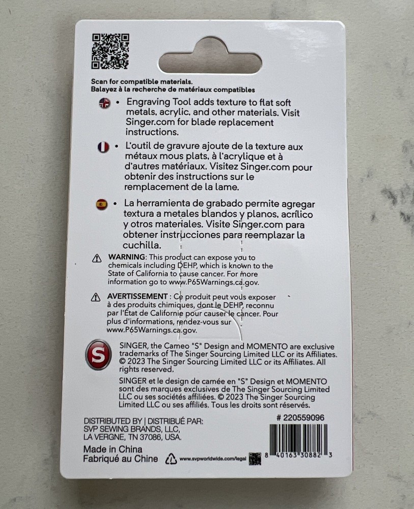 SINGER MOMENTO ENGRAVING TOOL REPLACEMENT (220559096)