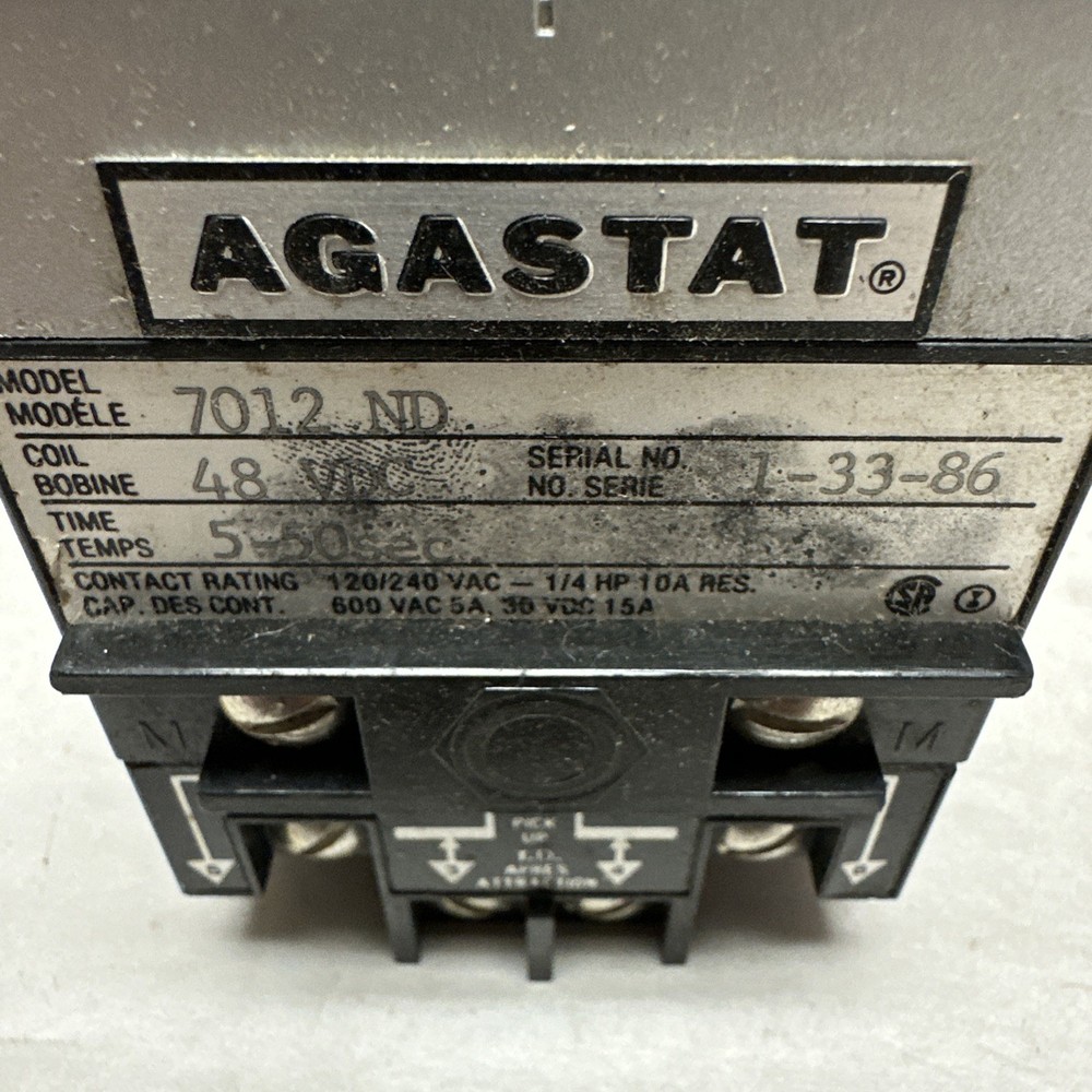 Agastat,7012 ND,5-50 Second 48V Timer