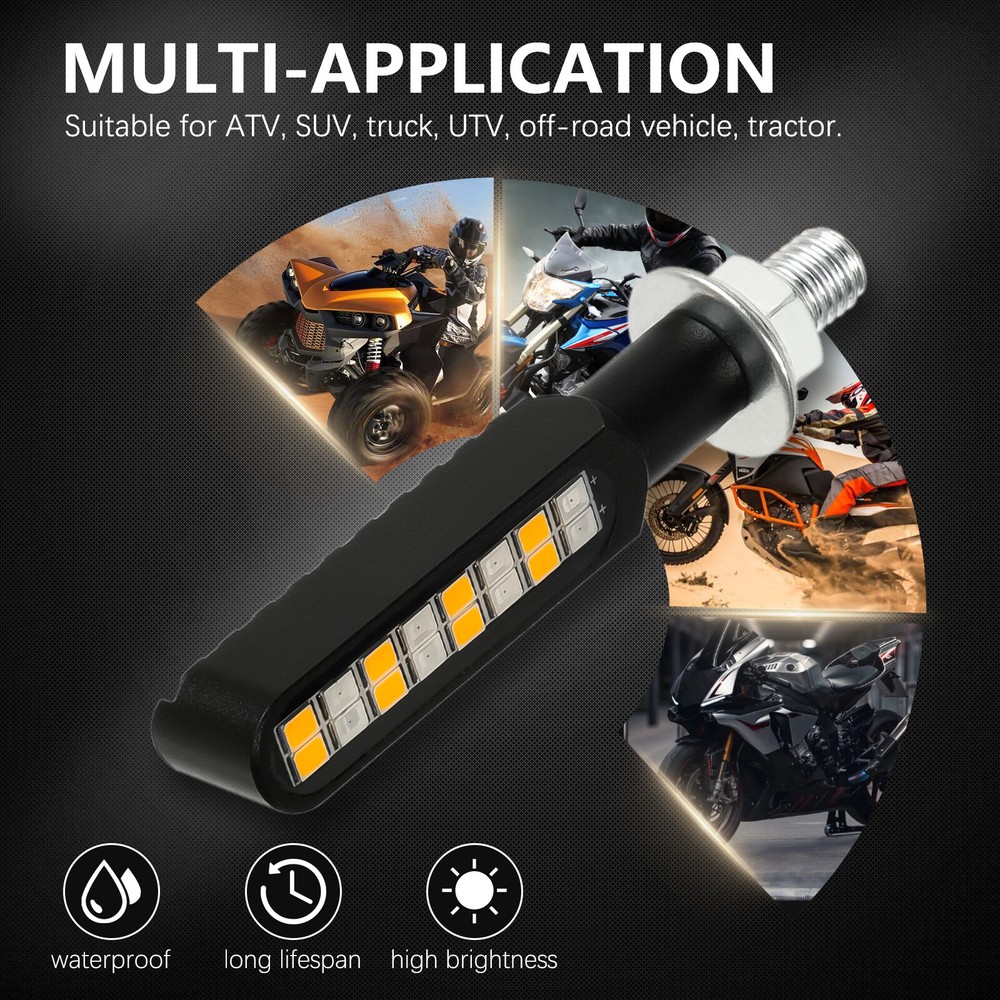 Motorcycle LED Turn Signal Light Sequential Flowing Amber Red Tail Light Blinker