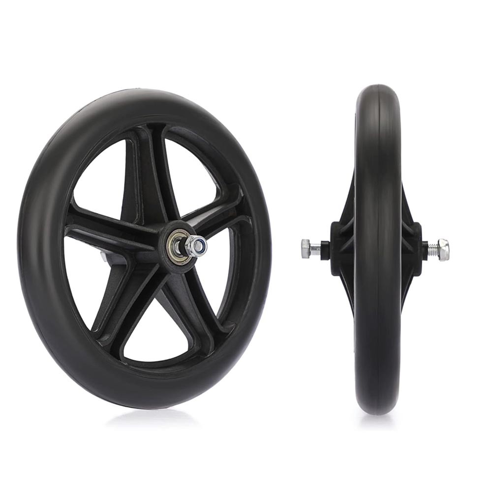 Wheels for Walker Rollator, 8 inch Two Pair, Black (4) (Front)