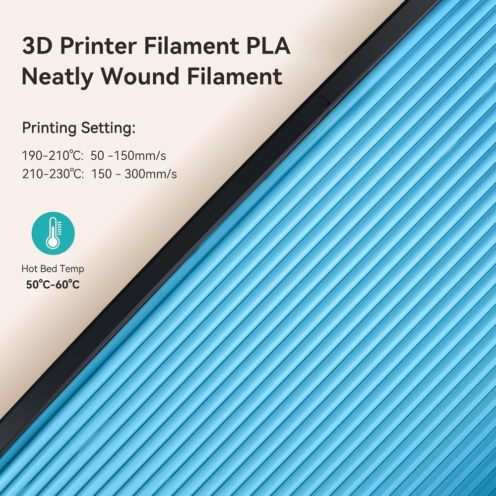 Multicolor 3D Printer Filament Bundle - Smooth Matte PLA 1.75mm, 4 Spools