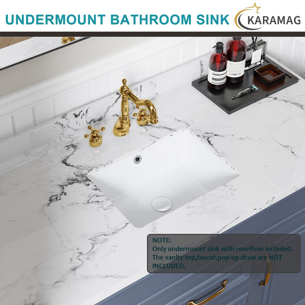 16 Inch Undermount Bathroom Sink Small Rectangle Undermount Sink White Cerami...