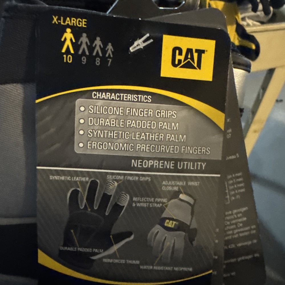 CAT Black/Gray Neoprene Medium Gloves Silicone Grip Palm Pattern