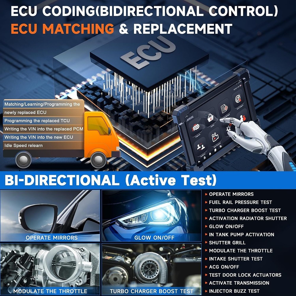 ANCEL X7HD Heavy Duty Truck Diagnostic Scanner Scan Tool OBD2 Coding Progrmming