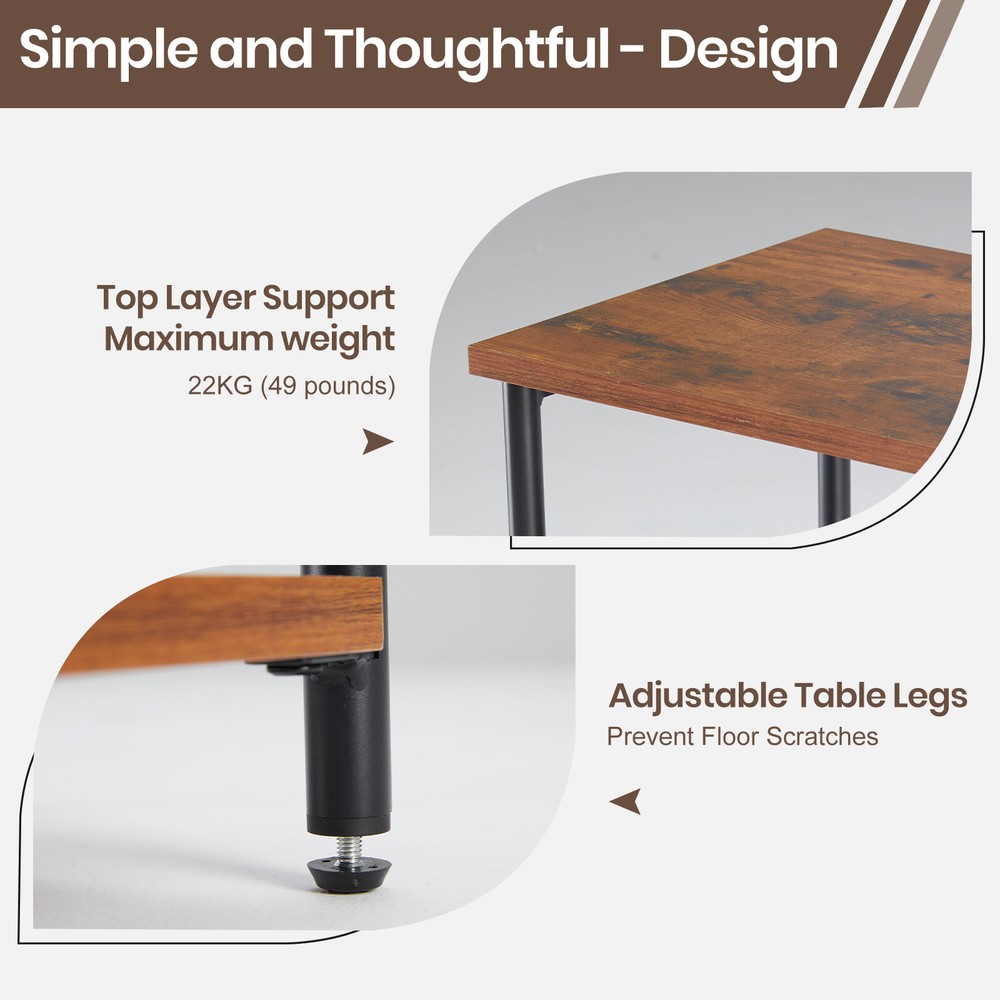 3-Tier Small Side Table - End Table with Storage Shelf for Small Spaces, Sofas
