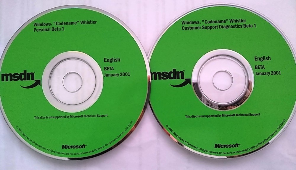 Windows "Codename" Whistler Personal Edition w/ Key & License & Diagnostic CD