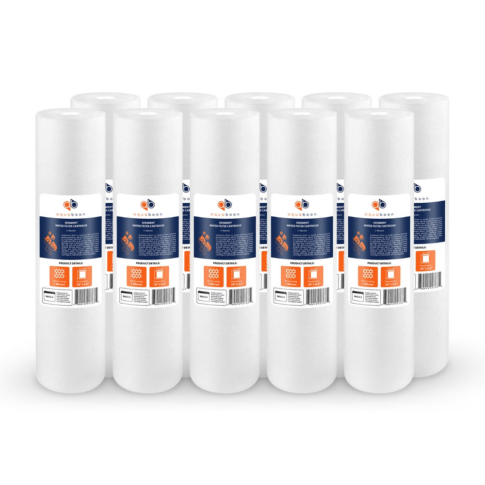 10PK of Big Blue 1 Micron 20" x 4.5" Sediment Water Filter Cartridge by Aquaboon