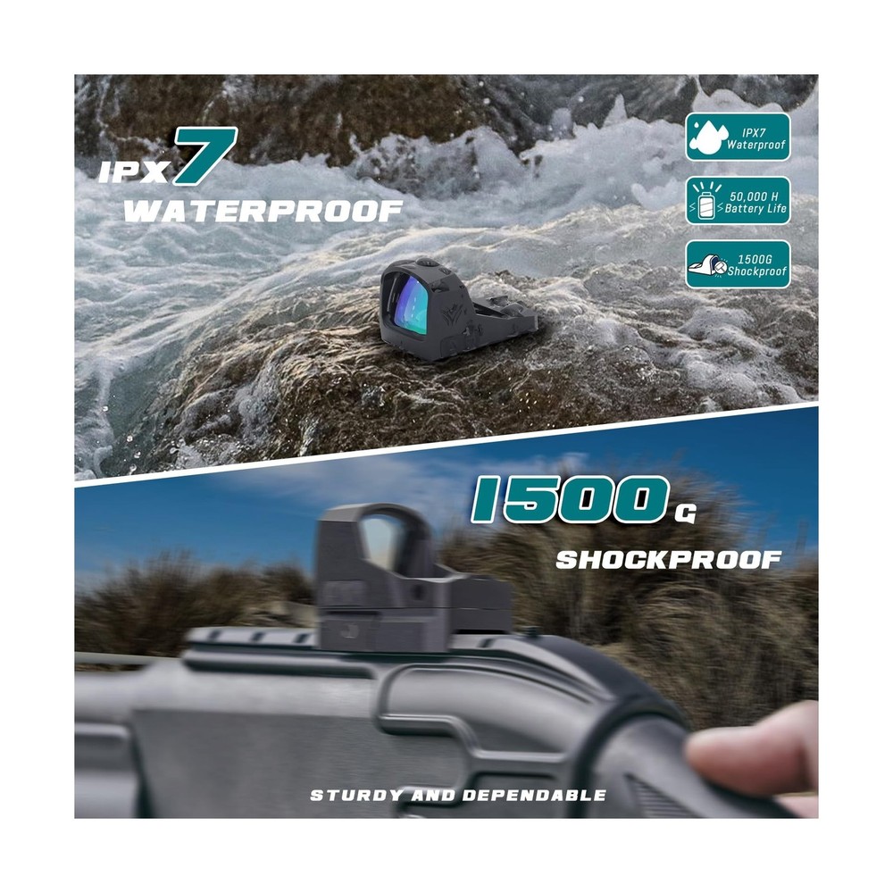 Sirius Micro Reflex Red Dot Sight, 3 MOA Dot Pistol Optic, Shake Awake, Paral...