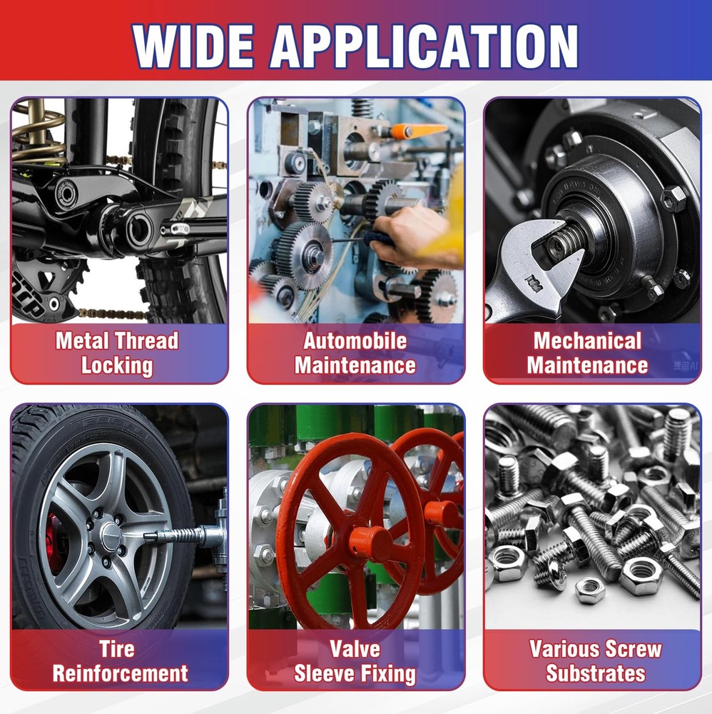 Thread Lock Medium and High Strength, Thread Locker for Nuts, Bolts, Fasteners