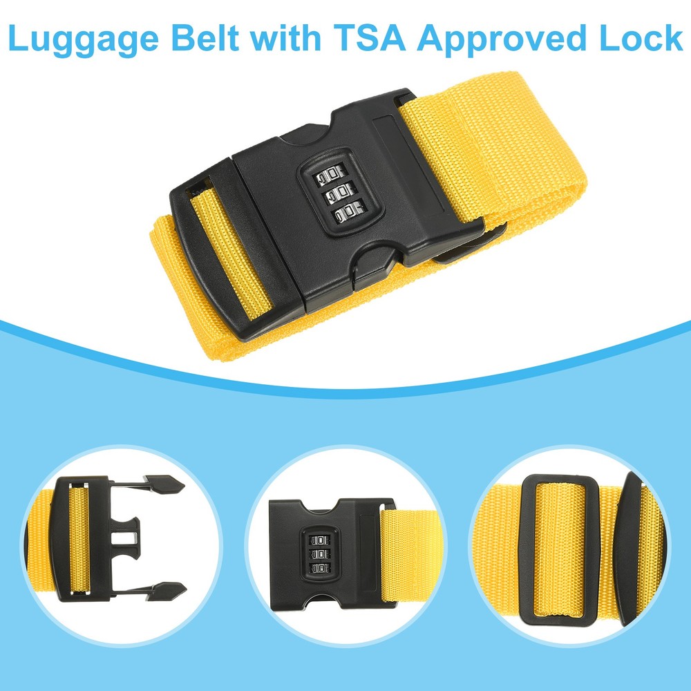 2Pack Luggage Strap with Combination Lock TSA Approved Yellow