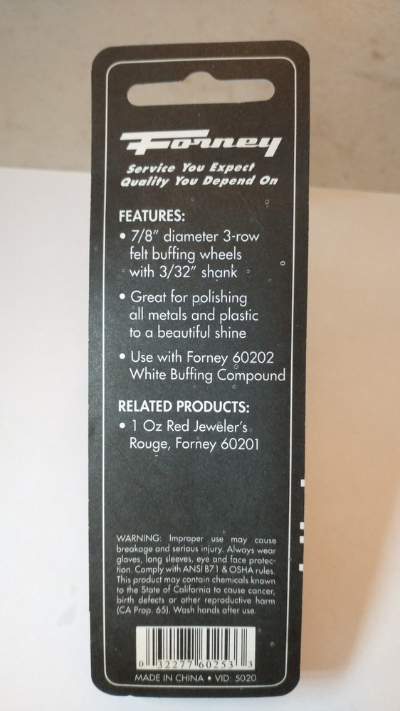 Forney Buffing Wheels- 2-Piece 7/8" 3 Row Felt. 60253