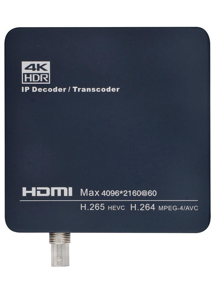 4K HDR IP Video Decoder. SDI and HDMI outputs. HEVC/MPEG H265/H264