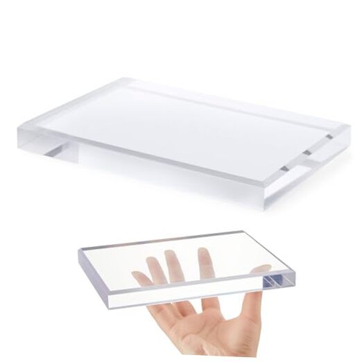 Clear Acrylic Block Rectangular Paperweight Beveled Display Base Solid