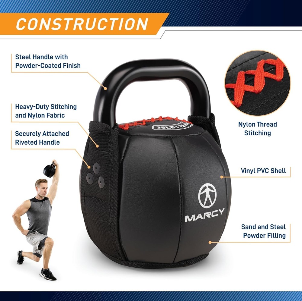 30LBS Strength Training Soft Kettlebell w/Handle for Weightlifting Conditioning