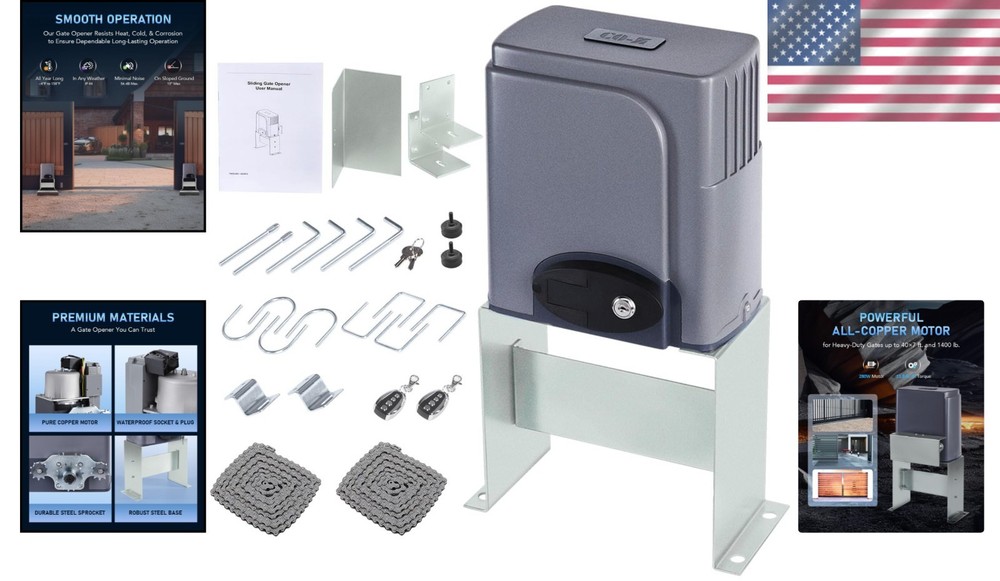 40ft Sliding Gate Motor with Two Remotes - Heavy-Duty Security Solution