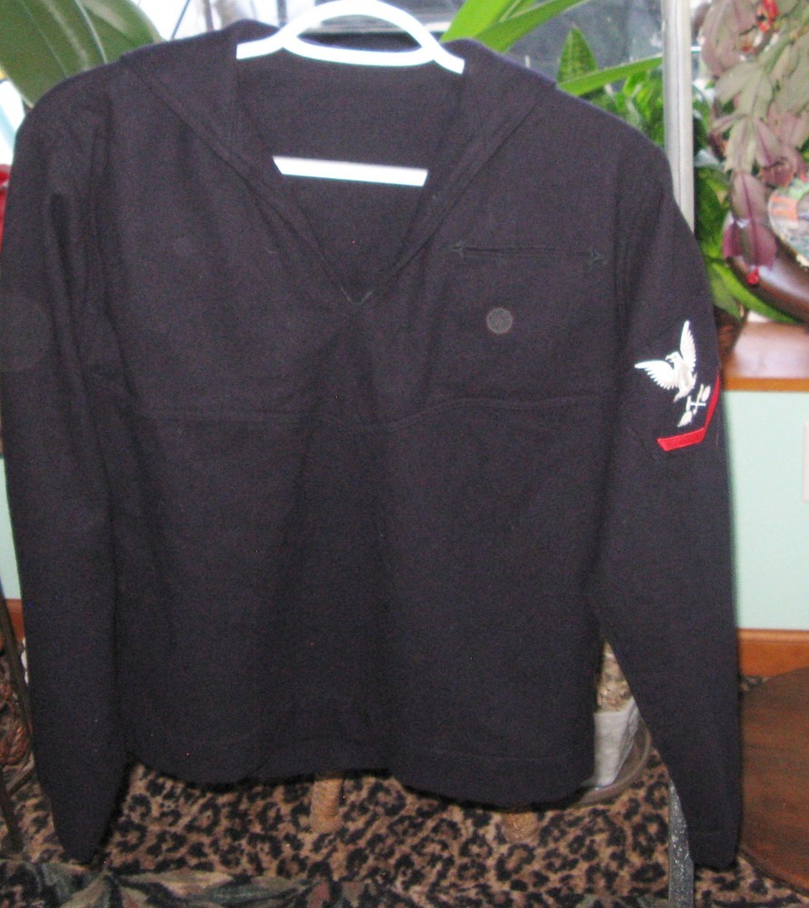 vintage Man's US Navy wool work Top Aviation Support Equip Tech 3rd Class PO
