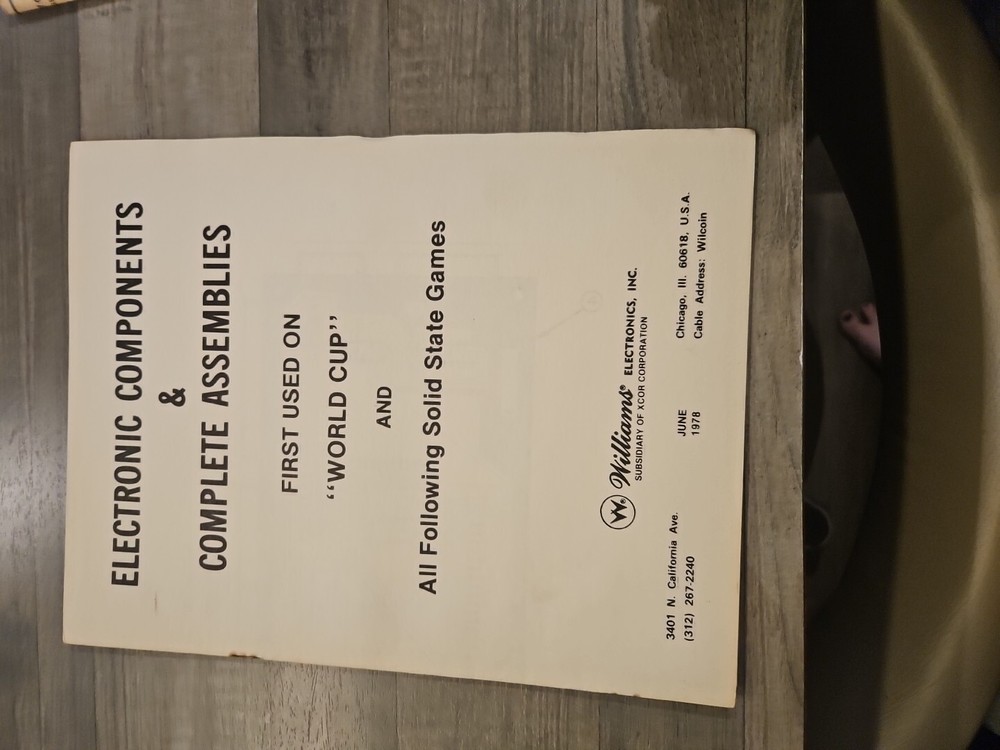 WILLIAMS-WORLD CUP-INSTRUCTION MANUAL-ELECTRONIC COMPONENTS 1978