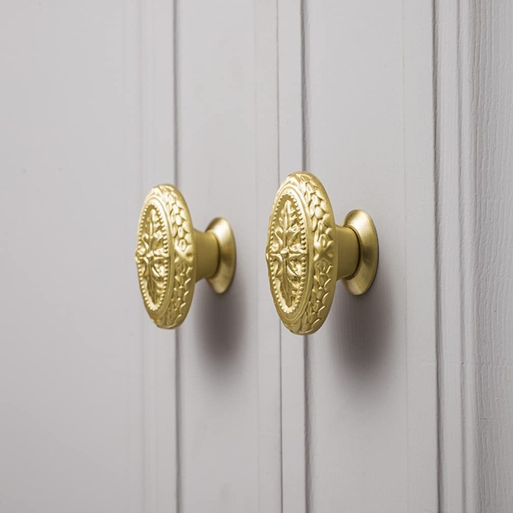 Brass Cabinet Knobs Antique Drawer Knobs, Copper Oval Handles Knobs for Kitch...