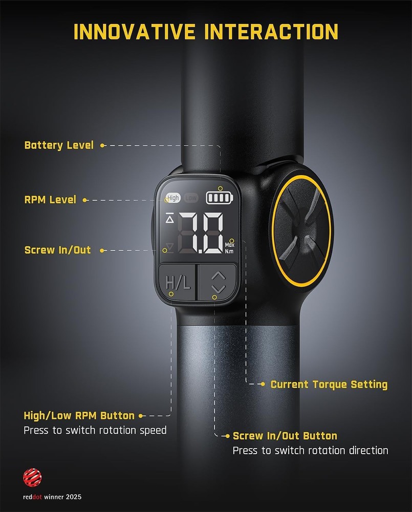 Precision Electric Screwdriver with 7N.m Torque, Folding Handle & USB-C Charging