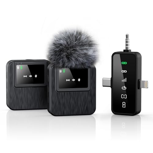 3-in-1 Compact Mini Microphone for iPhone, Android, Camera with Pitch Black