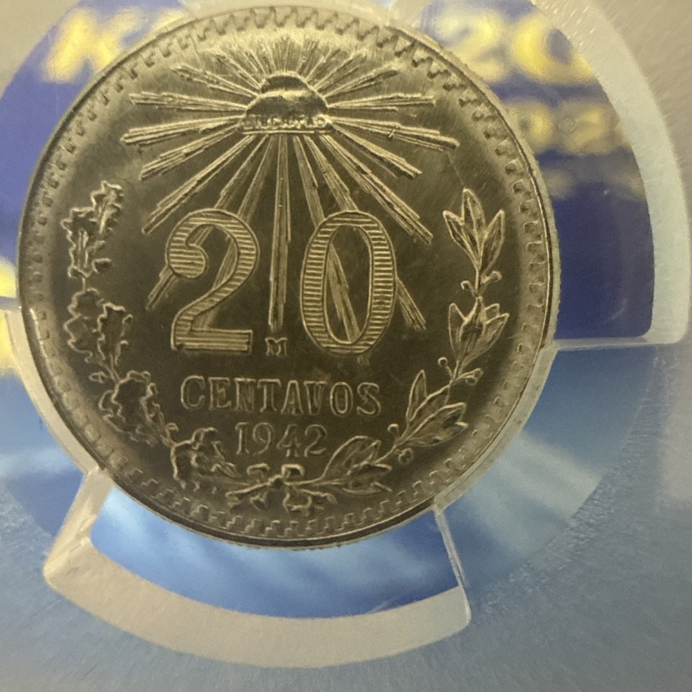 1942-M PCGS MS64 Mexico Silver 20 Centavos
